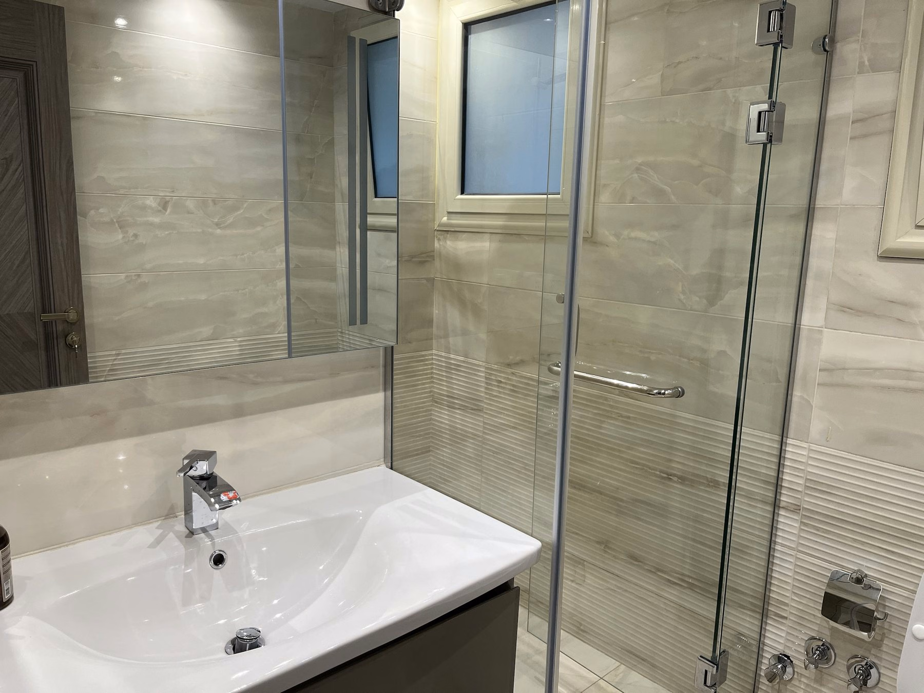 Bathroom vanity and shower details
